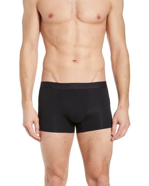 Hanro Black Cotton Essentials Cotton Boxer Brief for men