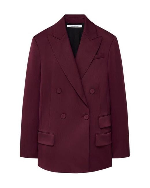 Another Tomorrow Red Relaxed Double Breasted Jacket