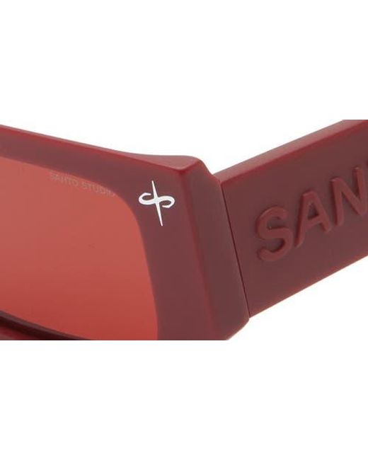 Saint Studio Red Palermo Polarized Rectangular Sunglasses for men