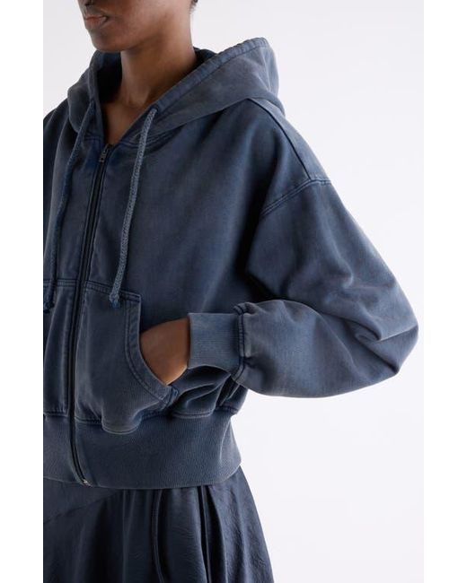 Acne Blue Felly Logo Embossed Zip Hoodie