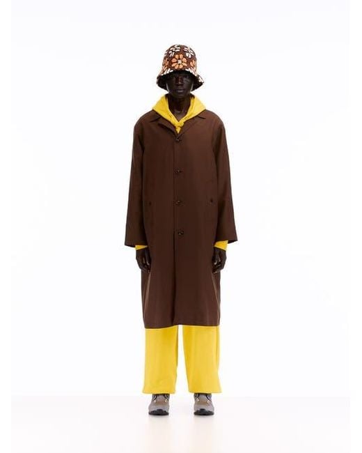 vowels Brown Split Raglan Coat for men