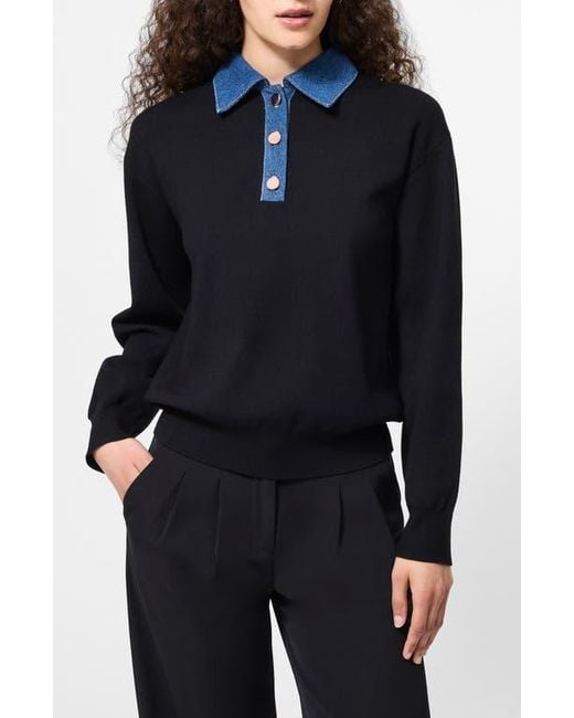 French Connection Black Denim Collar Sweater