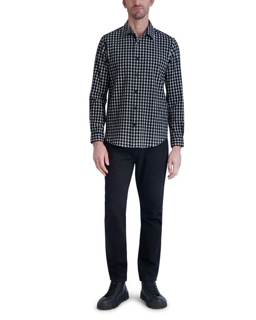 Karl Lagerfeld Blue Slim Fit Check Cotton Button-up Shirt for men