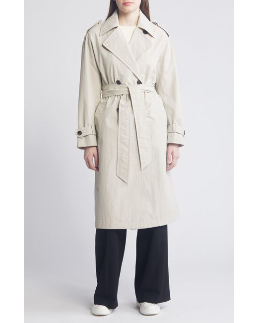 BCBGMAXAZRIA White Double Breasted Packable Trench Coat