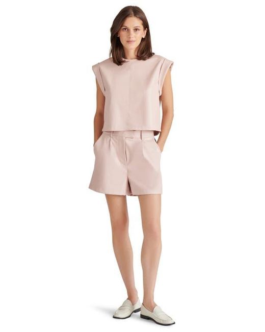 Steve Madden Pink Cat Cap Sleeve Faux Leather Top