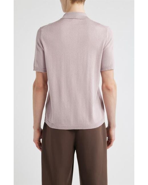 Open Edit Purple Solid Cotton Blend Polo Sweater for men