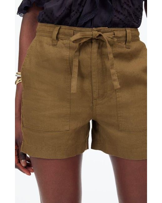 Madewell Green Drawstring Linen Shorts