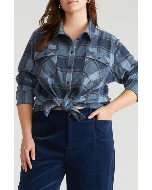UNIVERSAL STANDARD Blue Maine Flannel Button-Up Shirt