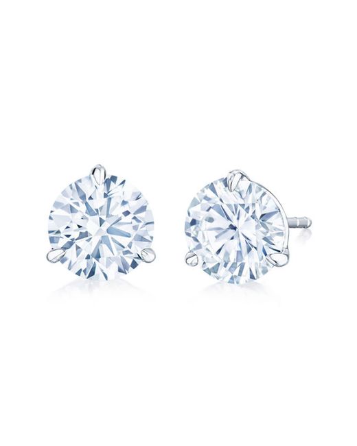 Kwiat Blue Round Diamond & Platinum Stud Earrings - 3.01ct.