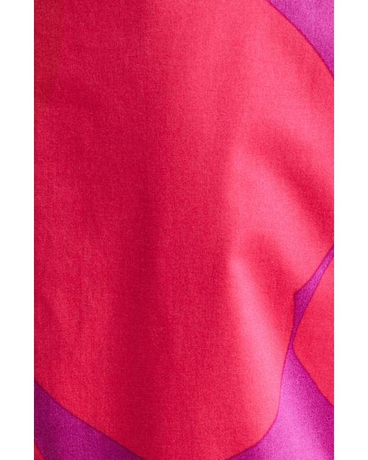 Marimekko Red Kestit Unikko Cotton Shift Dress