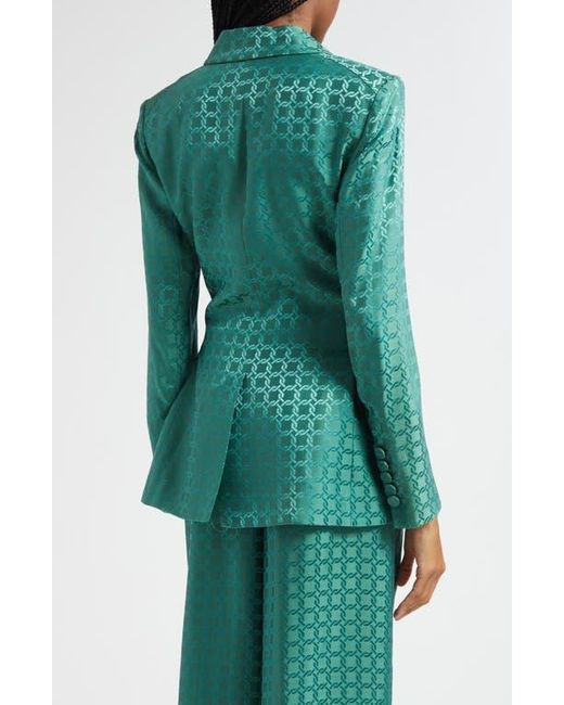 Veronica Beard Green Issel Chain Print Tie Waist Jacket