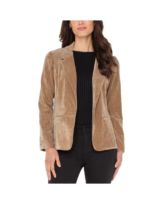 Liverpool Los Angeles Brown Fitted Velvet Blazer
