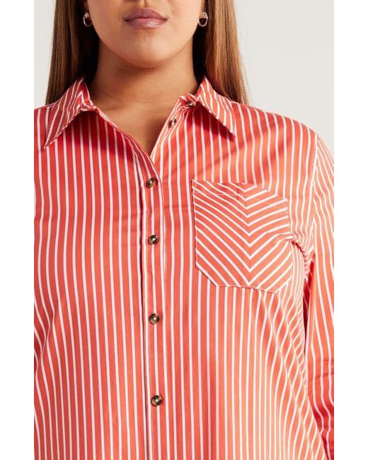 UNIVERSAL STANDARD Red Odeon Stretch Poplin Shirtdress