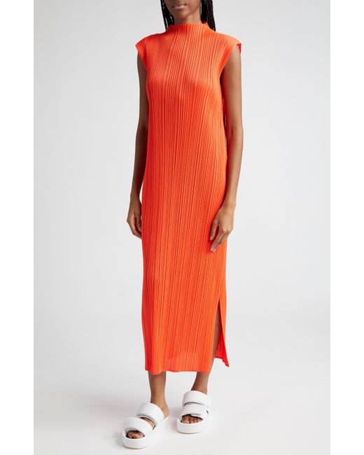 Pleats Please Issey Miyake Red Monthly Colors April Pleated Dress
