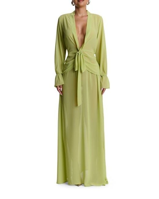 Naked Wardrobe Chiffon A-Line Maxi Skirt in Green | Lyst