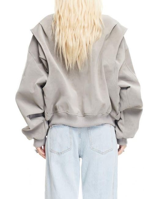 Lioness Gray Vista Faux Suede Bomber Jacket