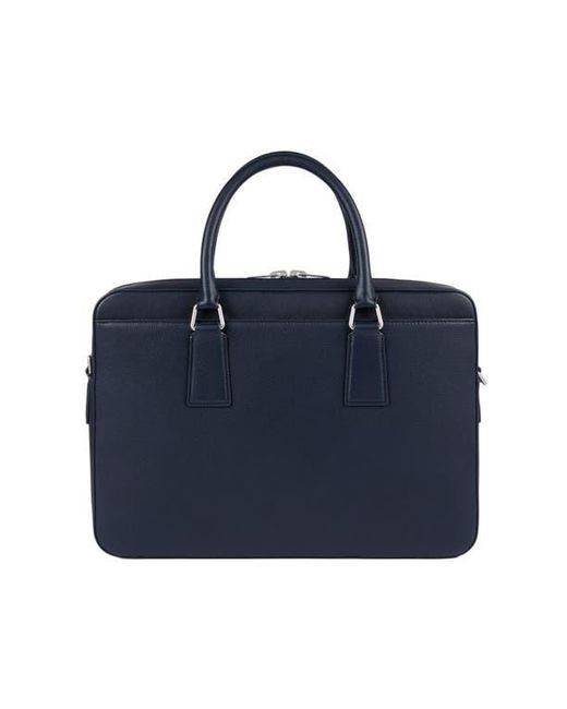 Sandro Blue Large Grained Leather Briefcase for men