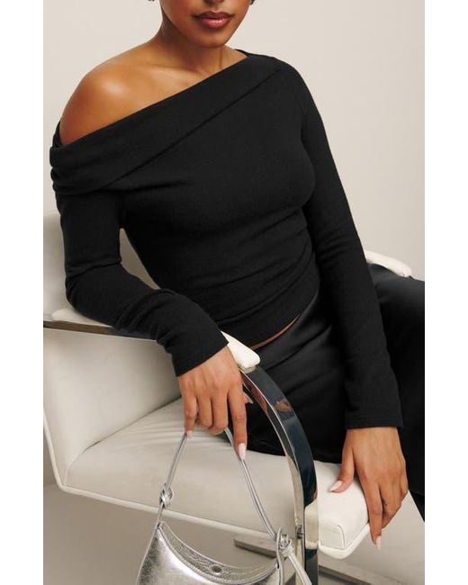 Reformation Black One-Shoulder Knit Top