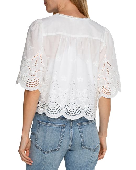 Liverpool Los Angeles White Eyelet Tie Front Shirt