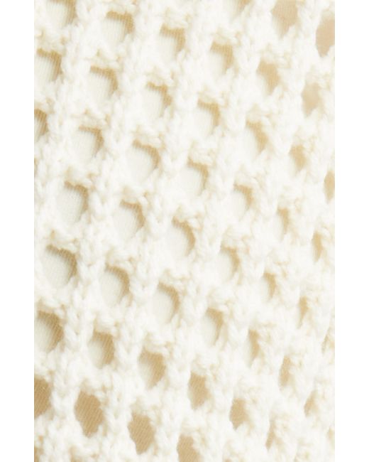 FRAME Natural Crochet Pocket Open Stitch Cardigan