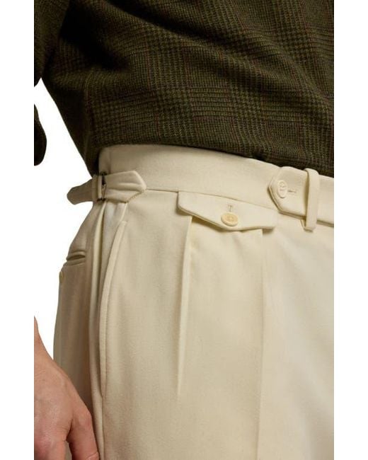 Ralph Lauren Natural Pleated Wool Flannel Trousers for men