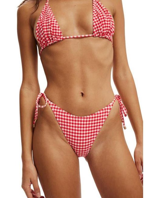 Cotton On Pink Fixed Tie Side Brazilian Bikini Bottom