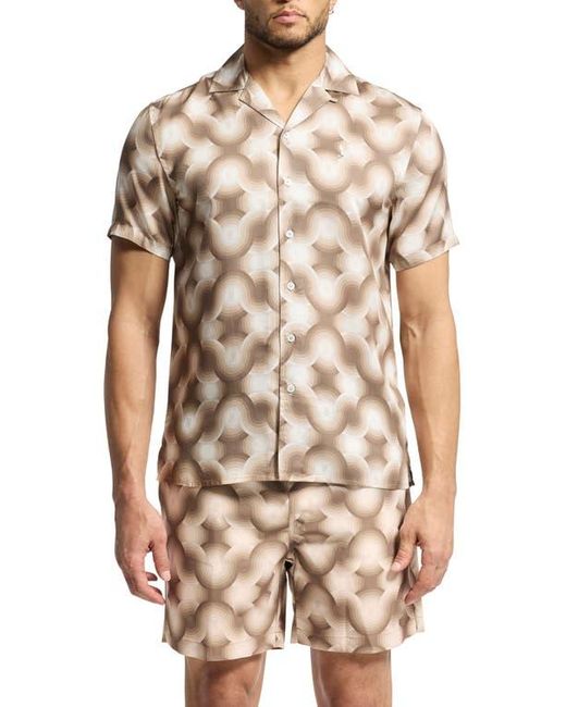 Psycho Bunny Natural Paros Wave Print Lyocell Camp Shirt for men