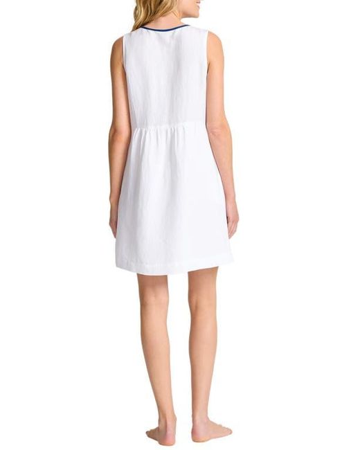 Tommy Bahama White St. Lucia Embroidered Sleeveless Linen Blend Cover-Up Dress