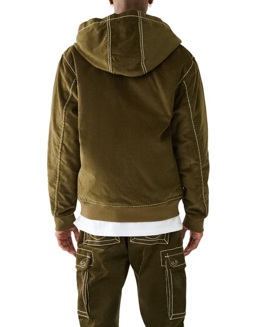 True Religion Green Big T Hooded Cotton Corduroy Jacket for men