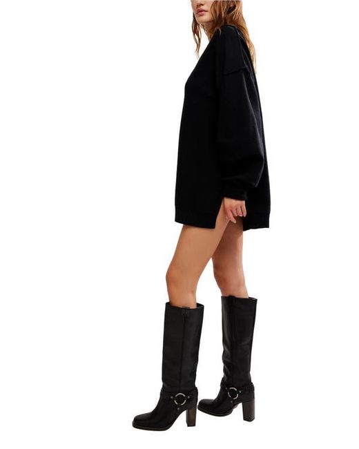 Free People Black Chelsea V-Neck Tunic Sweater