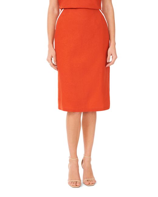 Halogen® Orange Halogen(r) Linen Blend Pencil Skirt