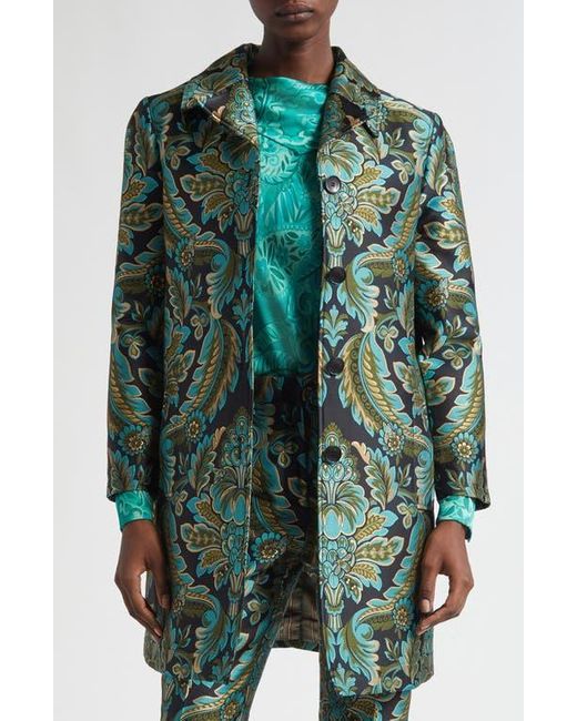 Etro Green Paisley Jacquard Coat