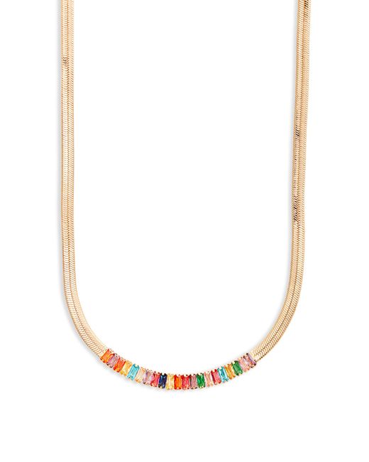 Nordstrom White Colorful Crystal Baguette Snake Chain Necklace