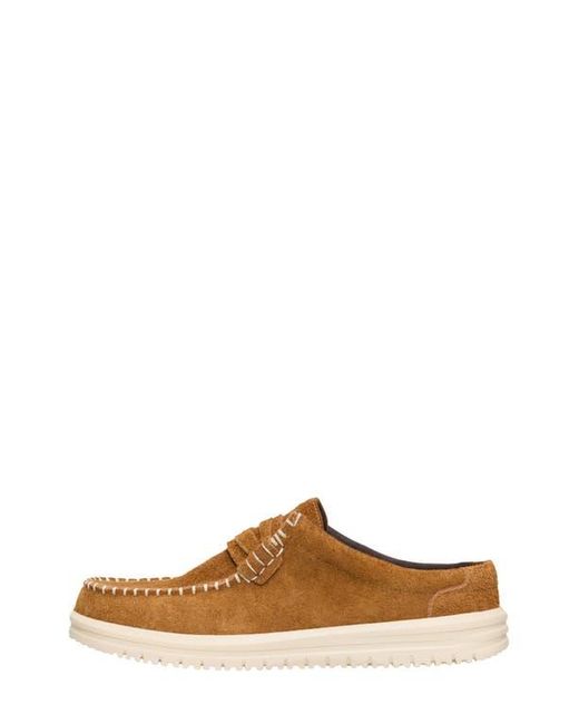HeyDude Brown Wally Nxt Suede Loafer Mule for men