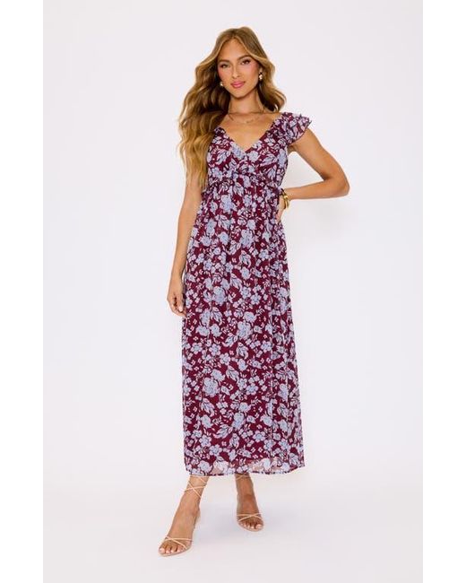 Vici Collection Red Enchanting Floral Ruffle Maxi Dress