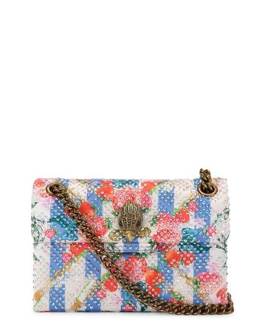 Kurt Geiger Blue Mini Kensington Crystal Embellished Fabric Crossbody Bag