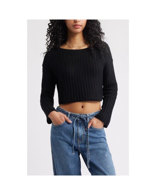 BP. Black Open Stitch Crop Sweater