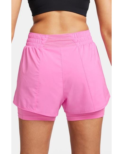 Nike Pink One Dri-Fit High-Waisted 3-Inch 2-In-1 Shorts