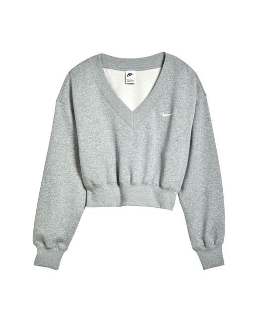 Nike Gray Sportswear Phoenix Fleece V-neck Crop Sweatshirt