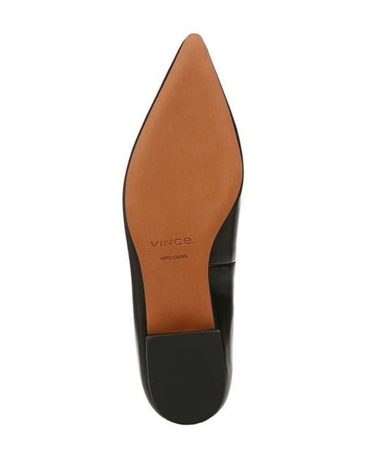 Vince Black Pointed Toe Leather Flat Shoes