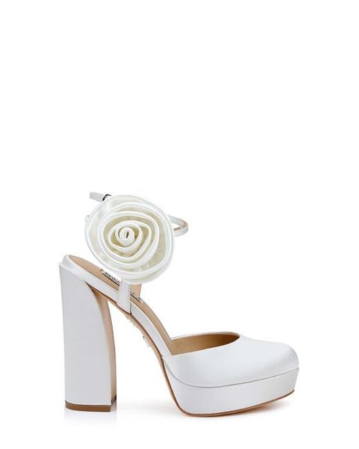 Badgley Mischka White Janessa Ankle Strap Platform Pump