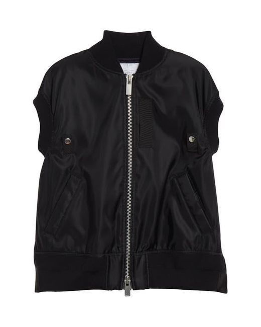 Sacai Nylon Twill Short Sleeve Bomber Jacket in Black | Lyst