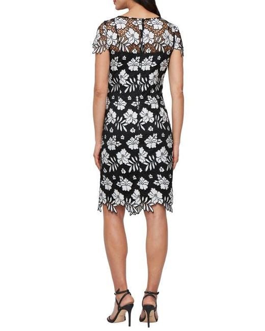 Alex Evenings Black Embroidered Lace Cocktail Dress