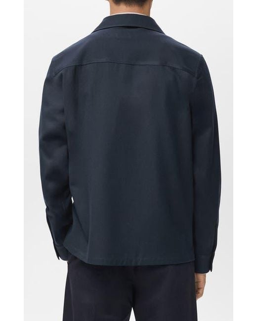 Mango Blue Regular Fit Overshirt for men