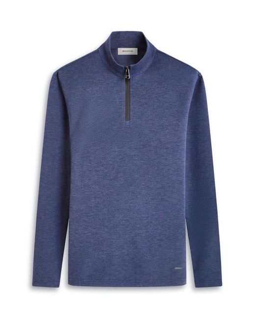 Bugatchi Blue Quarter Zip Performance Pullover for men
