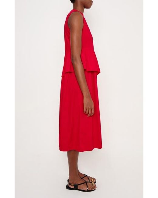 The Lulo Project Red The Bloodline Ruffle Sleeveless Midi Dress