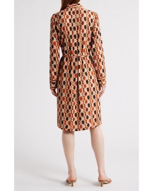 NIC+ZOE Multicolor Devon Circle Print Long Sleeve Belted Dress