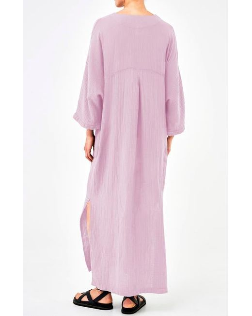 ocean + main Pink Gauze Arc Seam Caftan