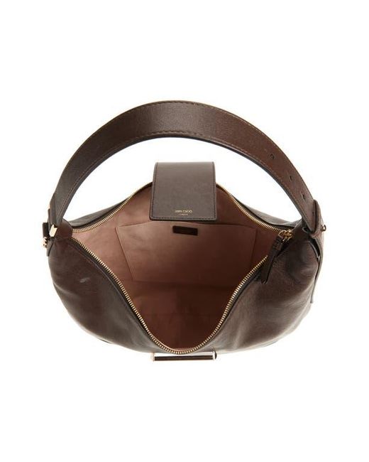 Jimmy Choo Brown Bar Medium Leather Hobo Shoulder Bag