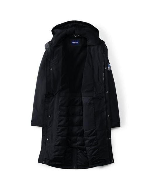 Lands' End Black Squall Waterproof Insulated Winter Stadium Coat for men